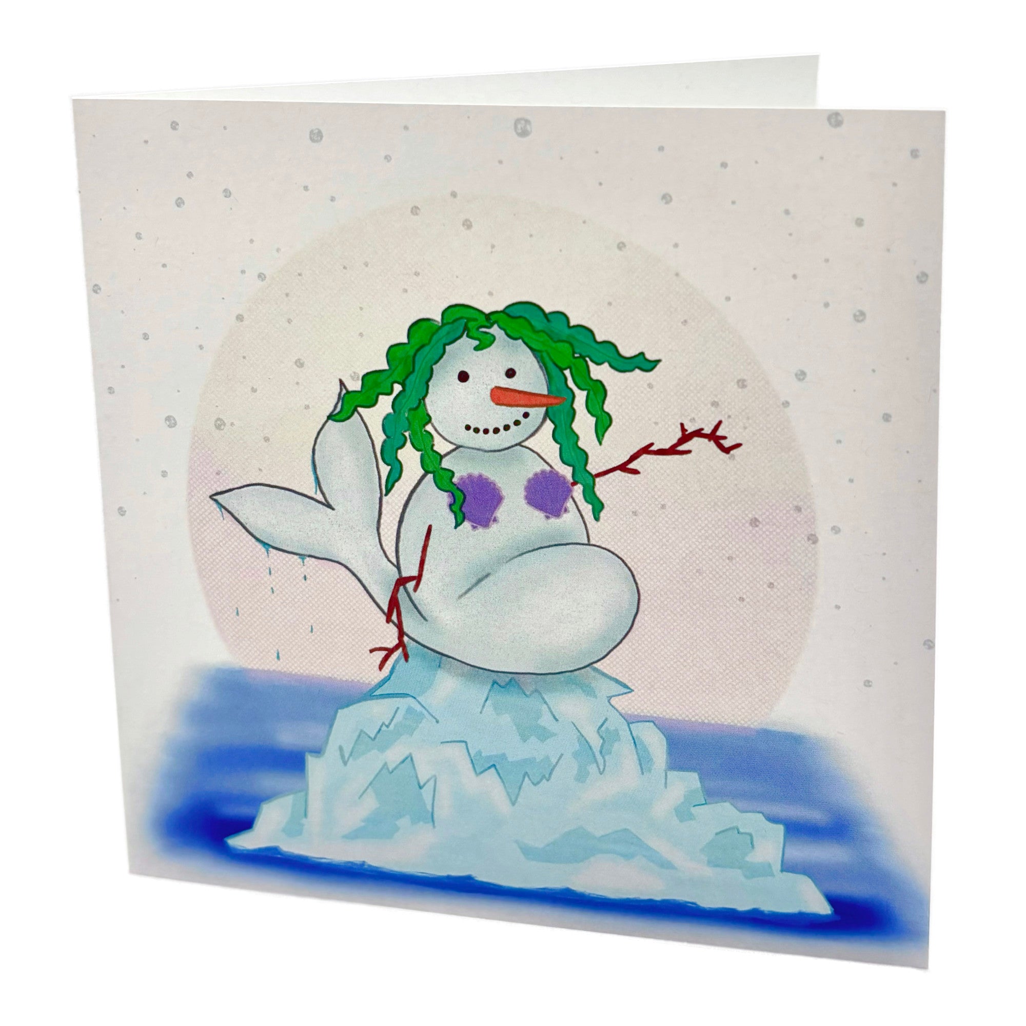 Snowmaid on Iceberg - Festive Christmas Holiday Card - Merpola