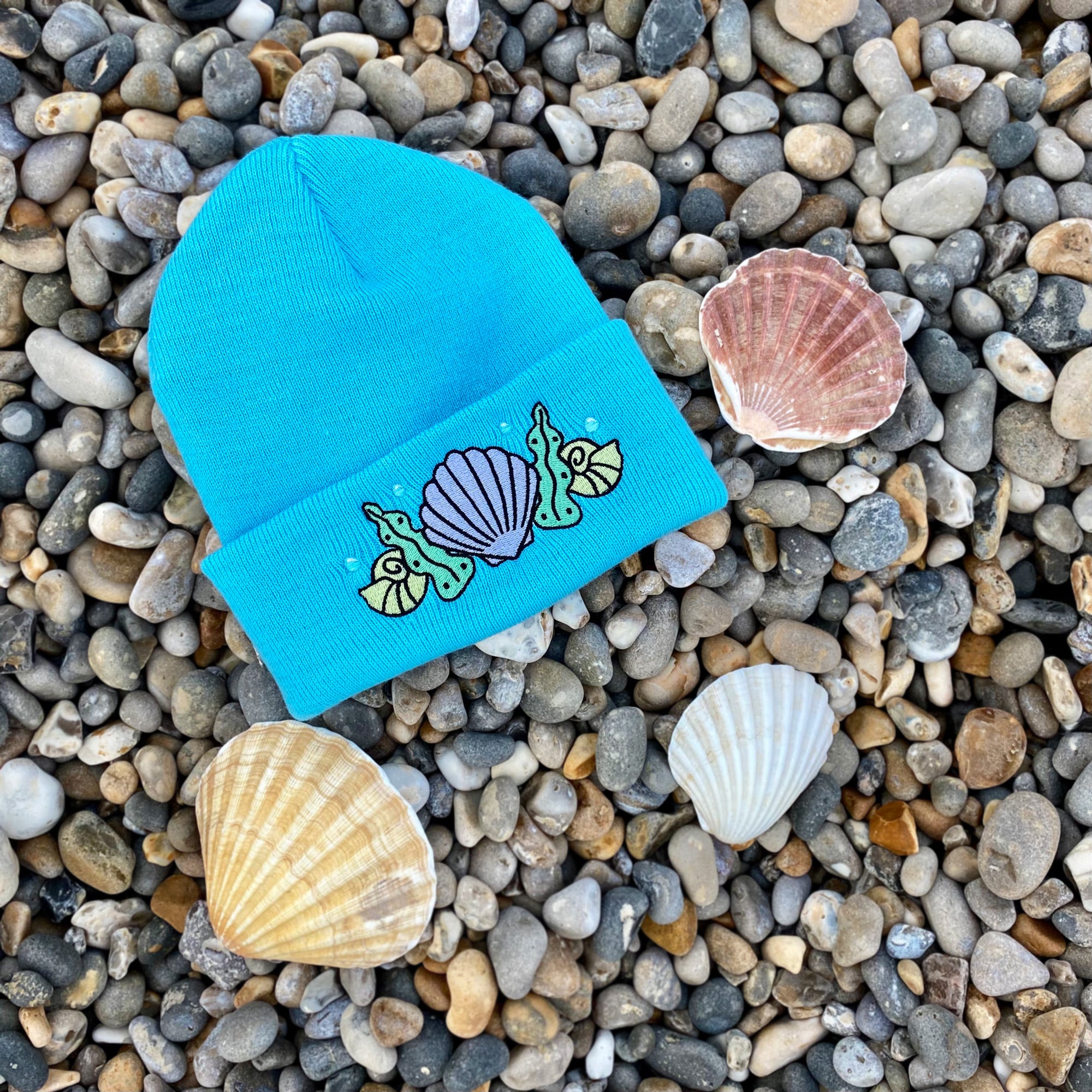 Shell Crown Beanie Hat - Ocean Blue - Merpola