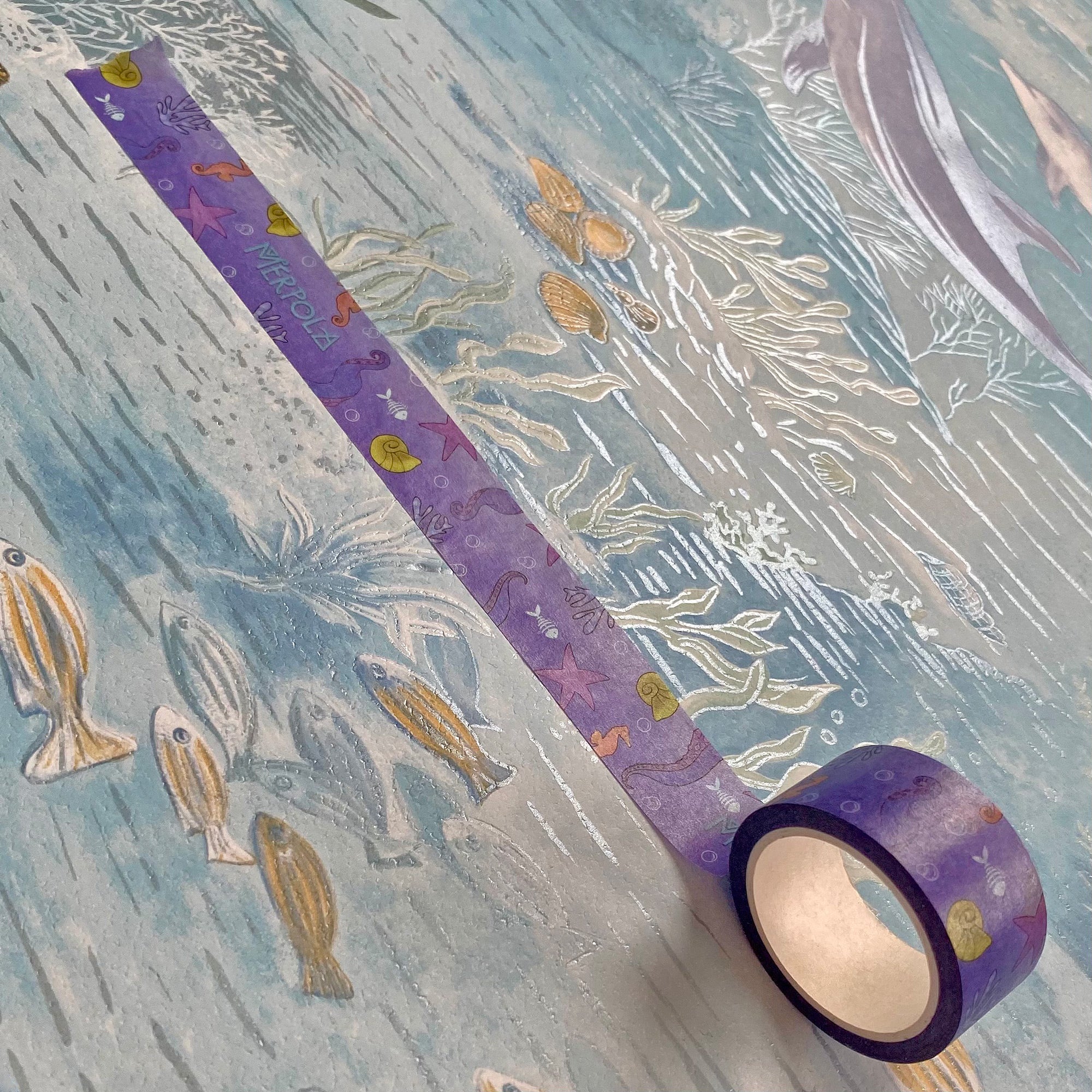 Washi Decoration Sticky Tape - &#39;Purple Octopus Tentacle&#39; - Merpola