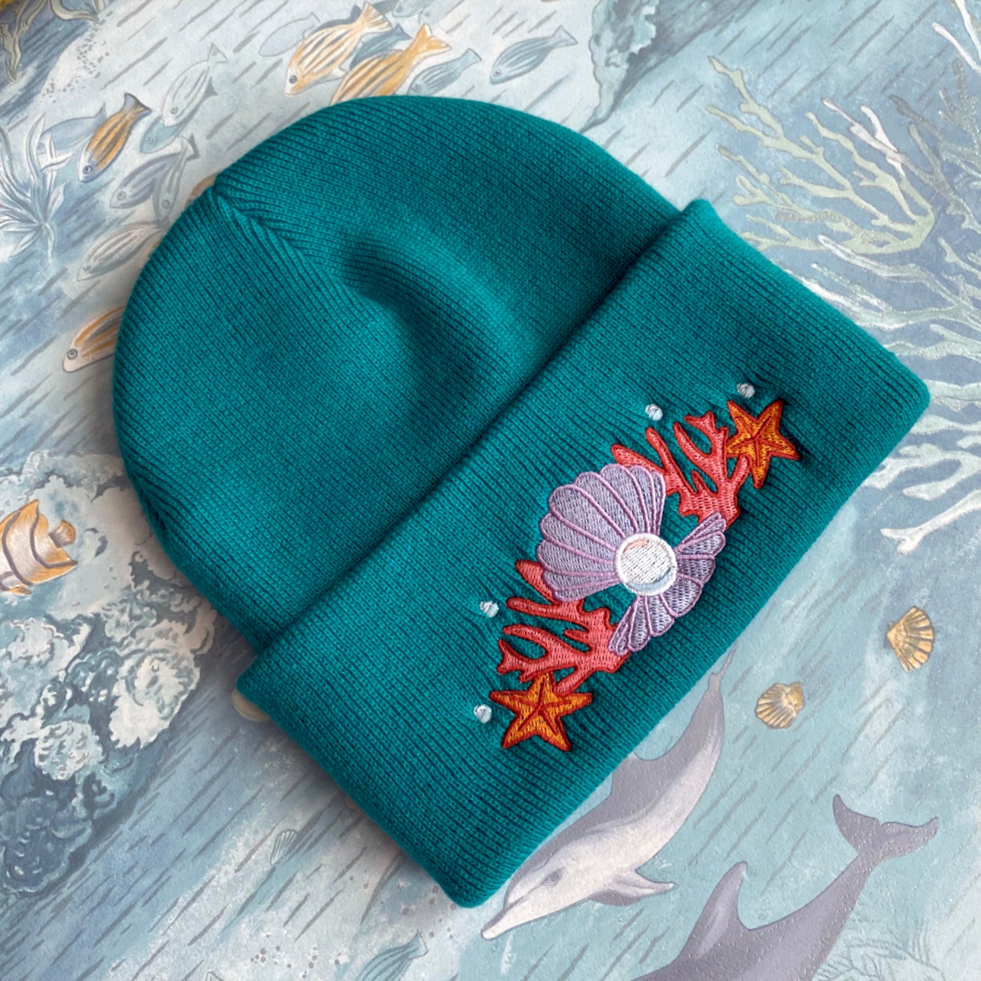 Shell Crown Beanie Hat &#39;22 - Seaweed Emerald - Merpola