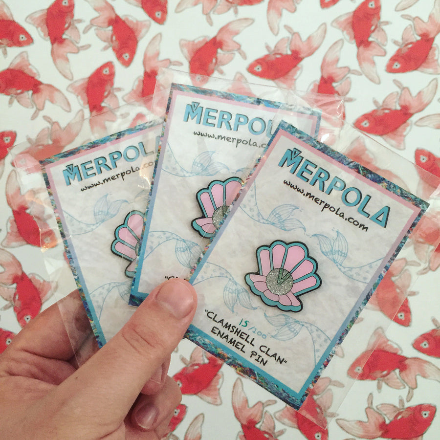 Clamshell Clan - Limited Edition Enamel Shell Pin - Merpola