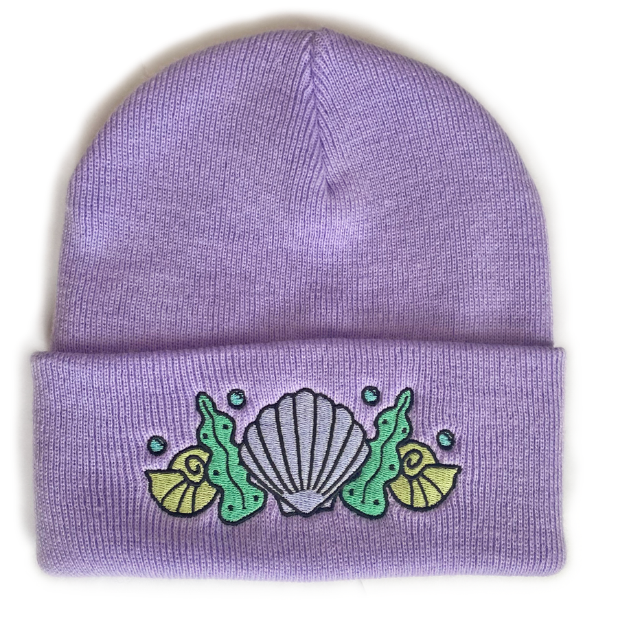 Shell Crown Beanie Hat - Shell Bra Lavender