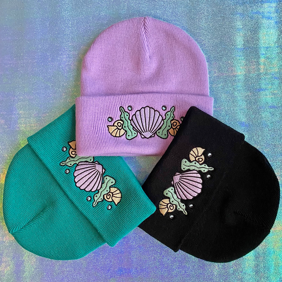 Shell Crown Beanie Hat - Shell Bra Lavender