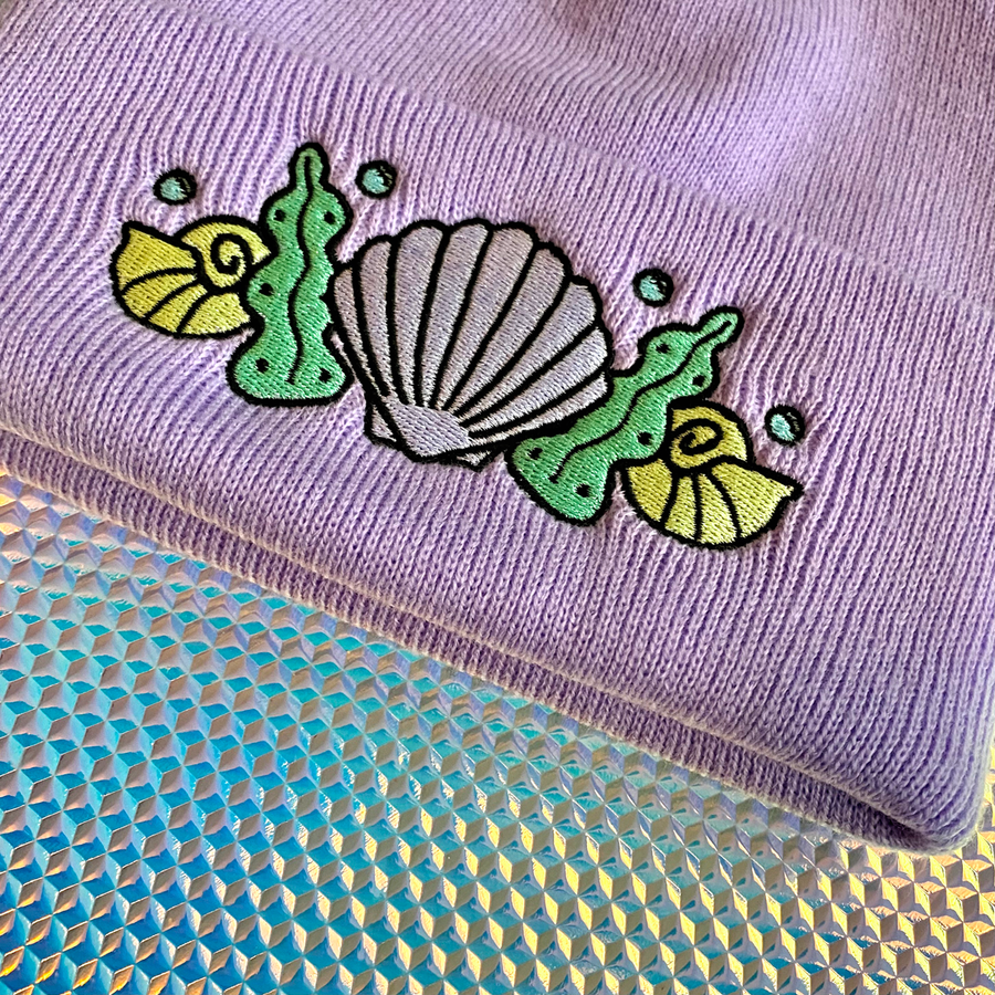Shell Crown Beanie Hat - Shell Bra Lavender