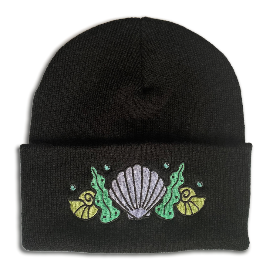 Shell Crown Beanie Hat - Killer Whale Black
