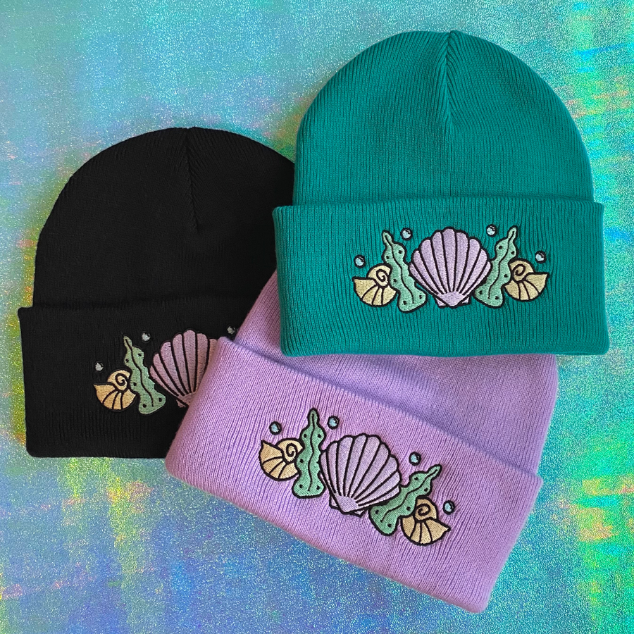 Shell Crown Beanie Hat - Seaweed Emerald Green