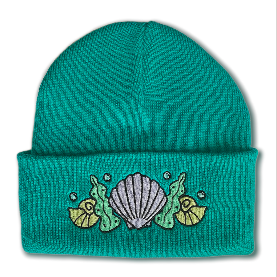 Shell Crown Beanie Hat - Seaweed Emerald Green