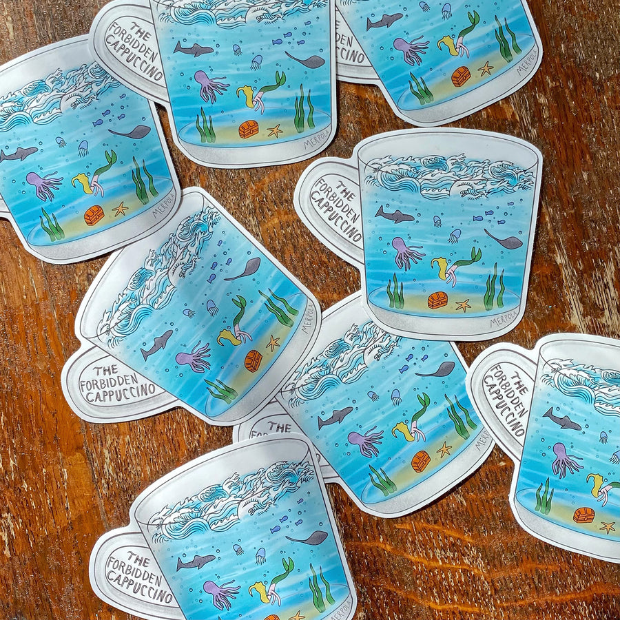 Underwater Coffee Cup - Vinyl Sticker