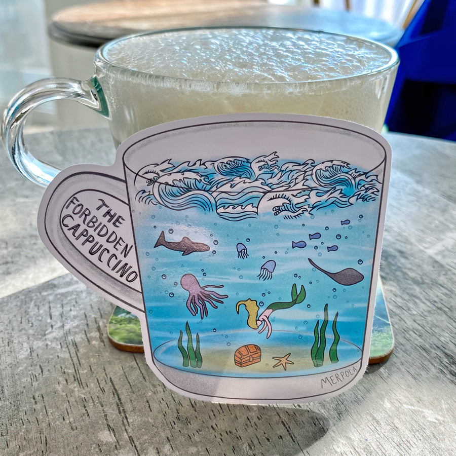 Underwater Coffee Cup - Vinyl Sticker