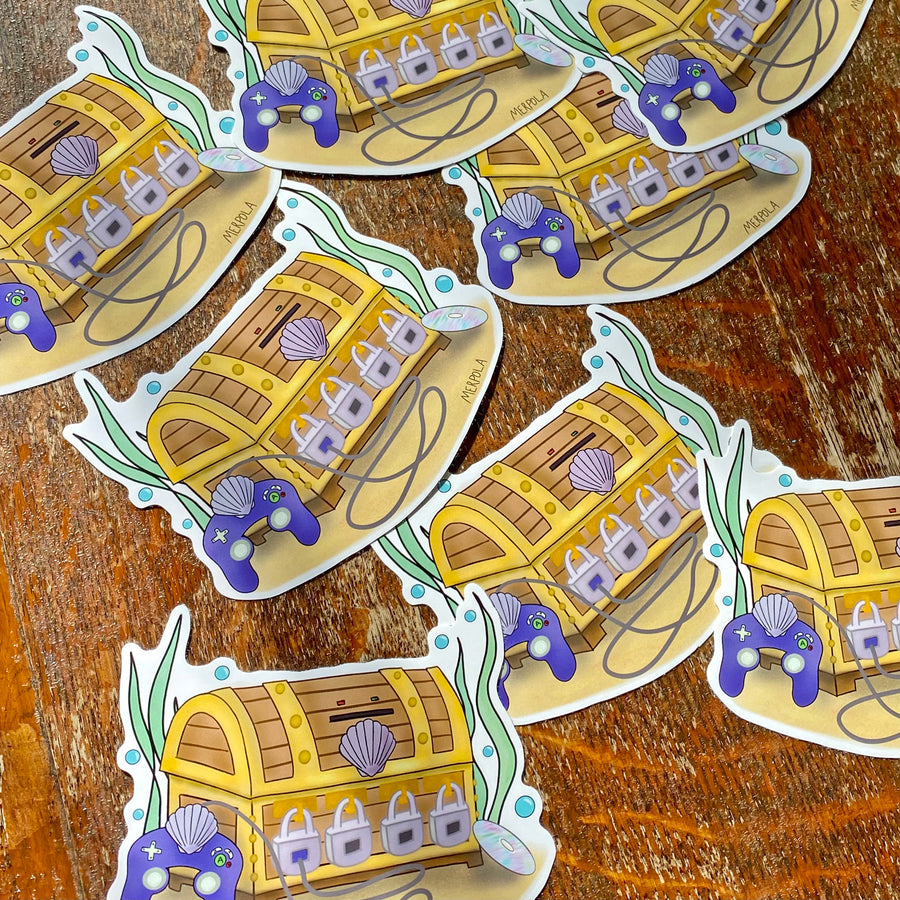 Mermaid Gamer Treasure Chest - Vinyl Sticker