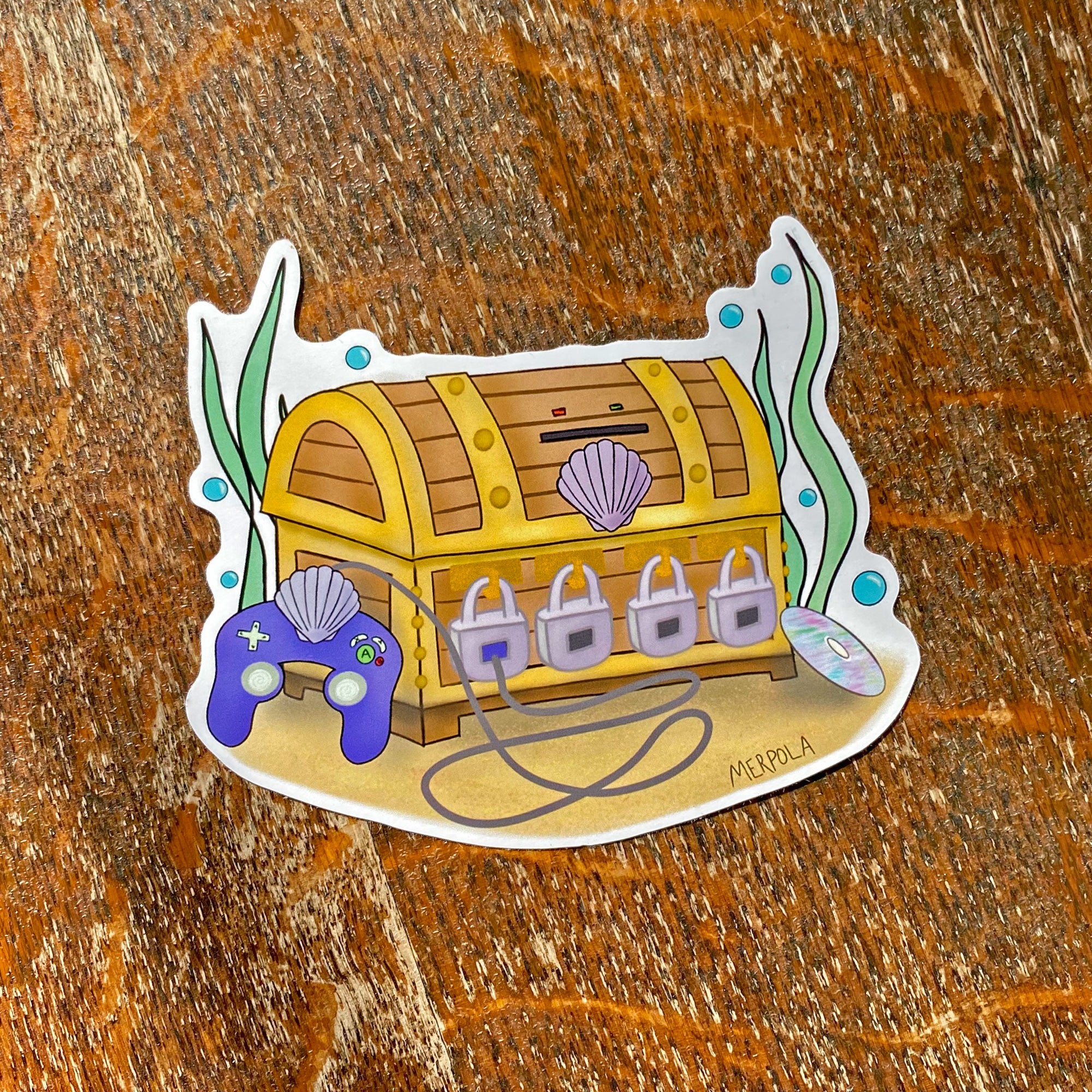 Mermaid Gamer Treasure Chest - Vinyl Sticker - Merpola