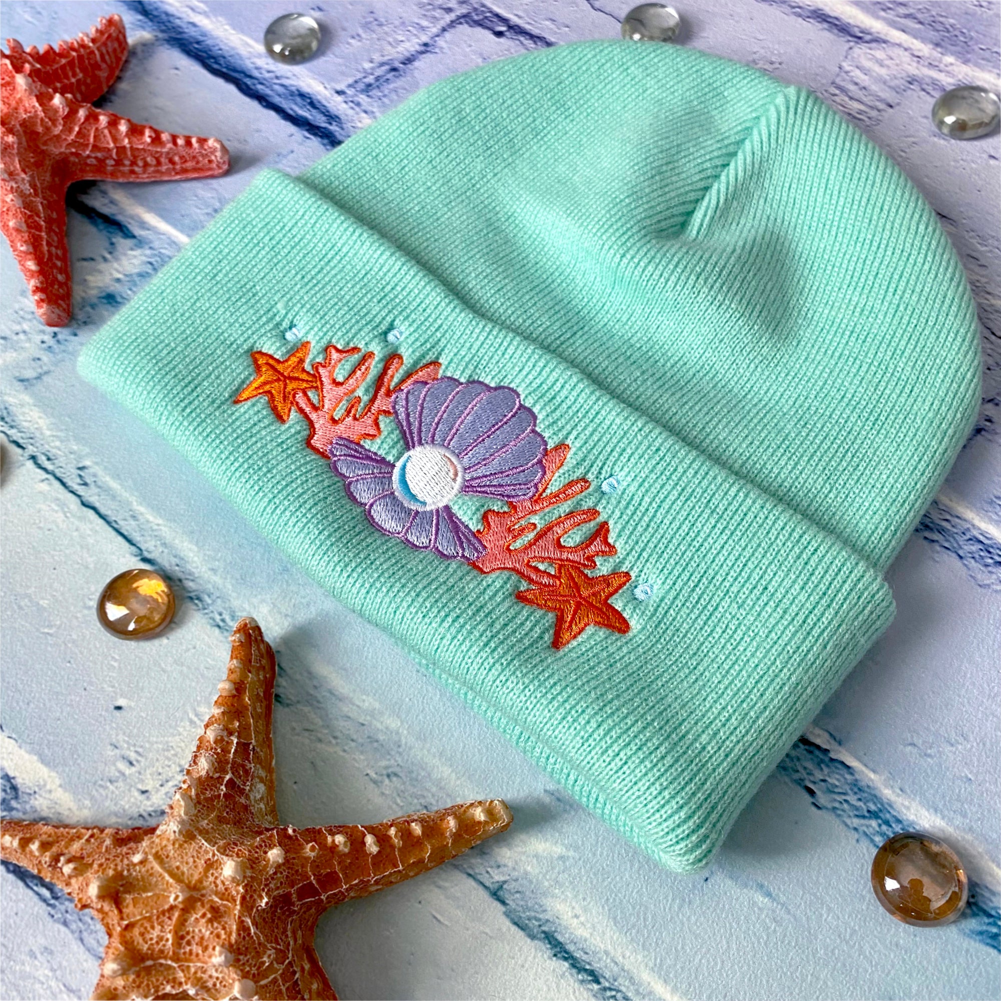 Shell Crown Beanie Hat &#39;22 - Seafoam Mint - Merpola