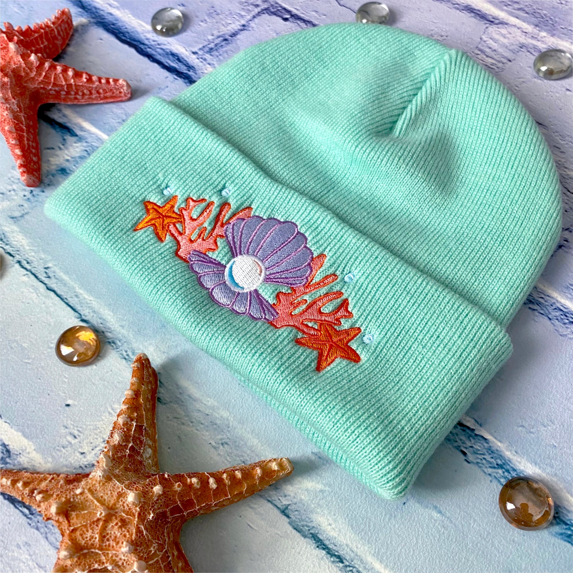 Shell Crown Beanie Hat '22 - Seafoam Mint - Merpola