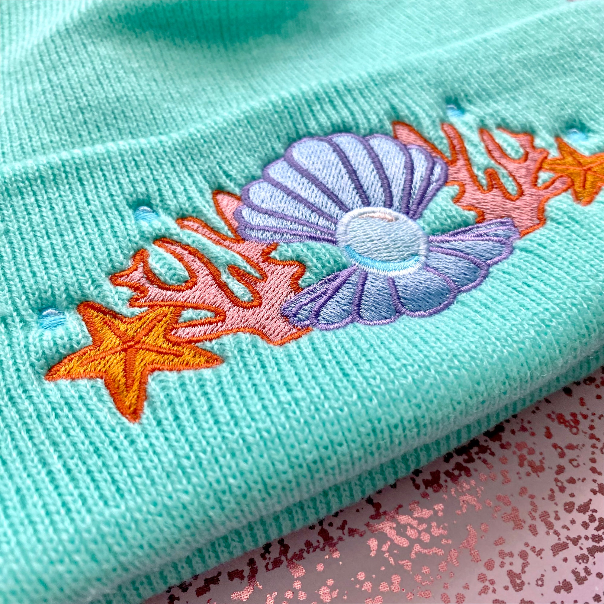 Shell Crown Beanie Hat '22 - Seafoam Mint - Merpola