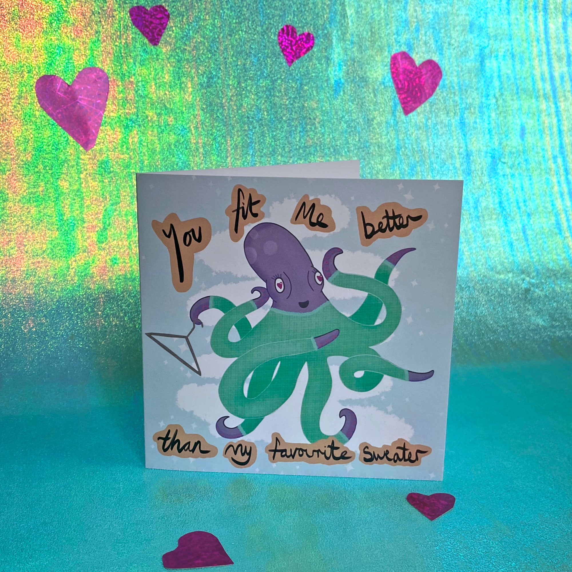 Greeting Card - &#39;You Fit Me Better&#39; Octopus Design - Merpola