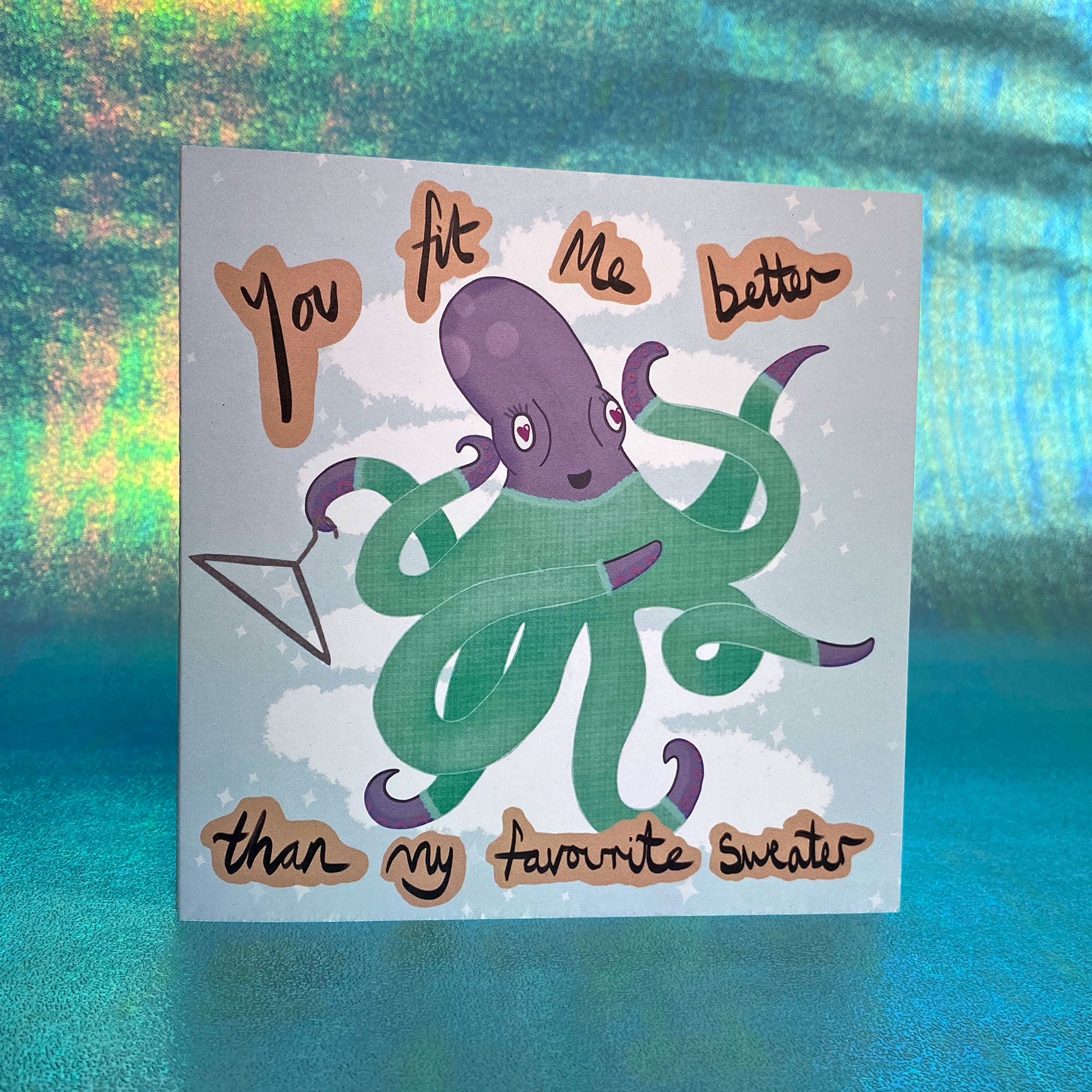 Greeting Card - &#39;You Fit Me Better&#39; Octopus Design - Merpola