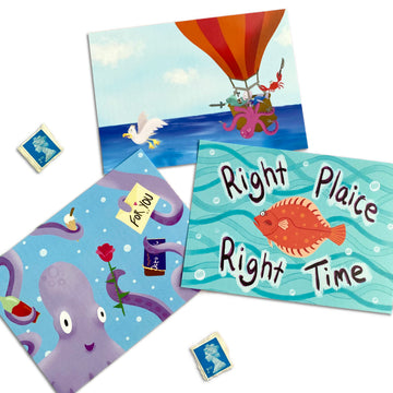 3 Pack of A6 Postcards (Romance, Revenge, Right Plaice)