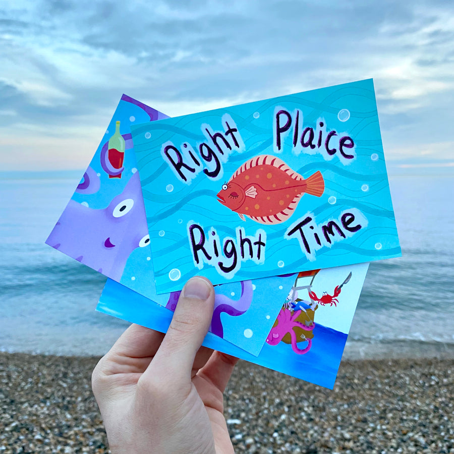 Right Plaice A6 Postcard