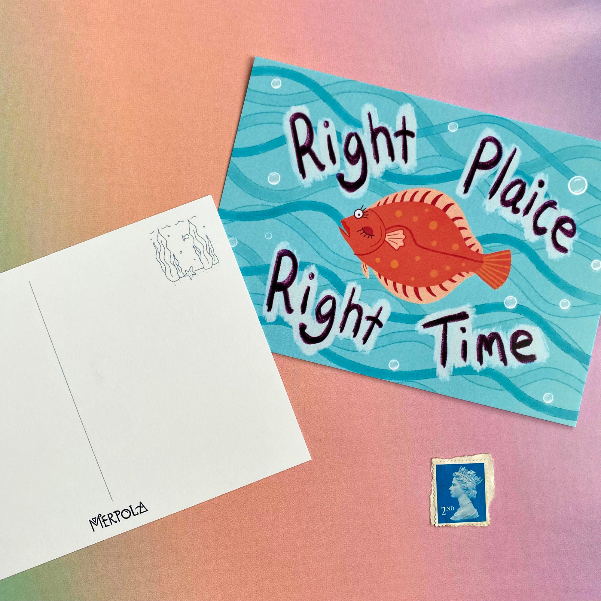 Right Plaice A6 Postcard