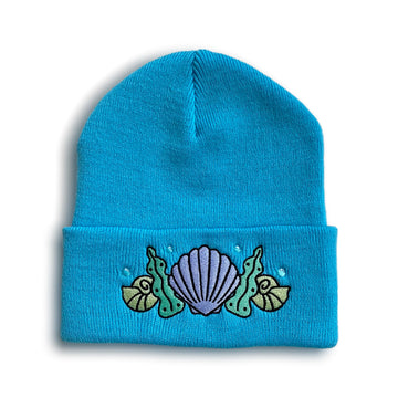 Shell Crown Beanie Hat - Ocean Blue