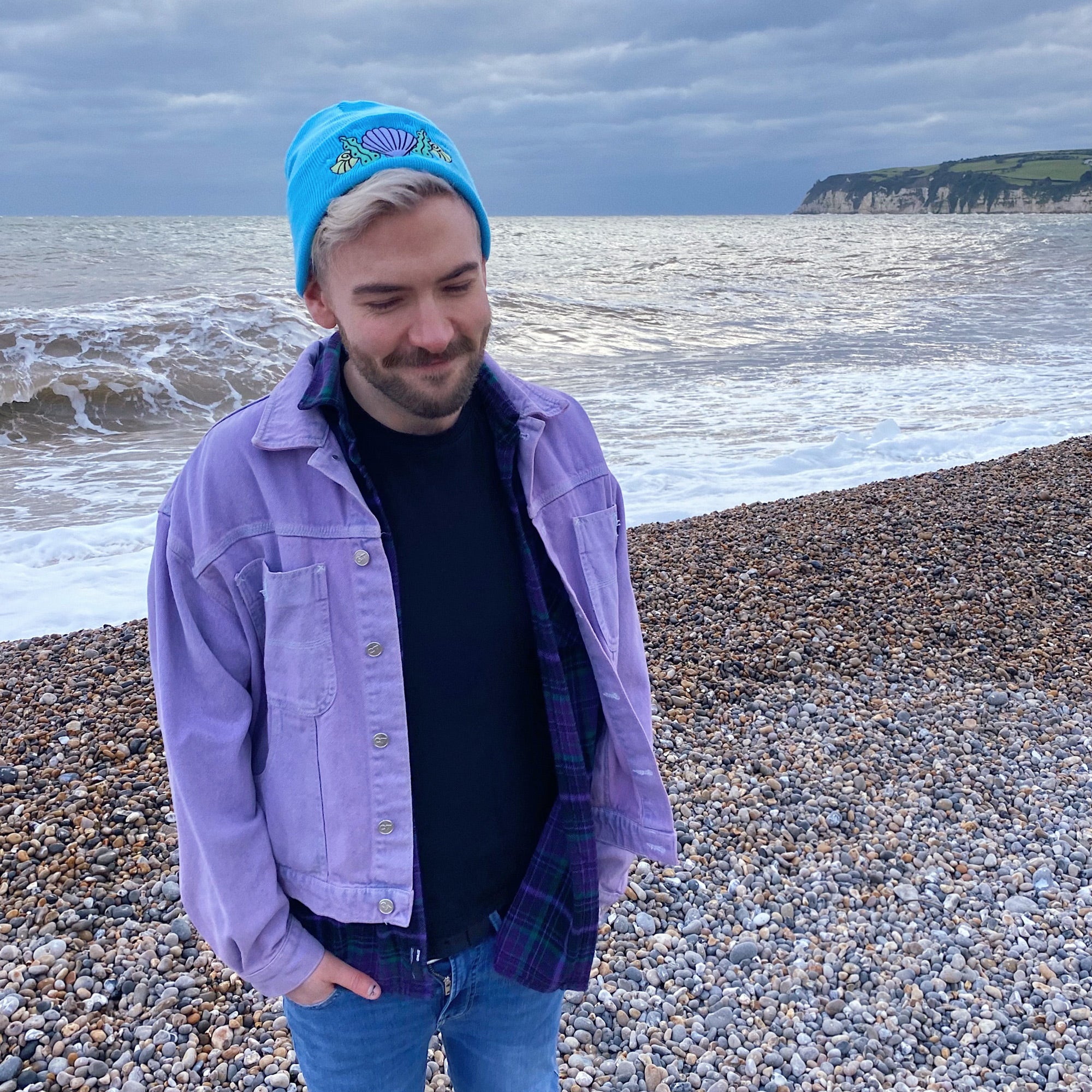 Shell Crown Beanie Hat - Ocean Blue