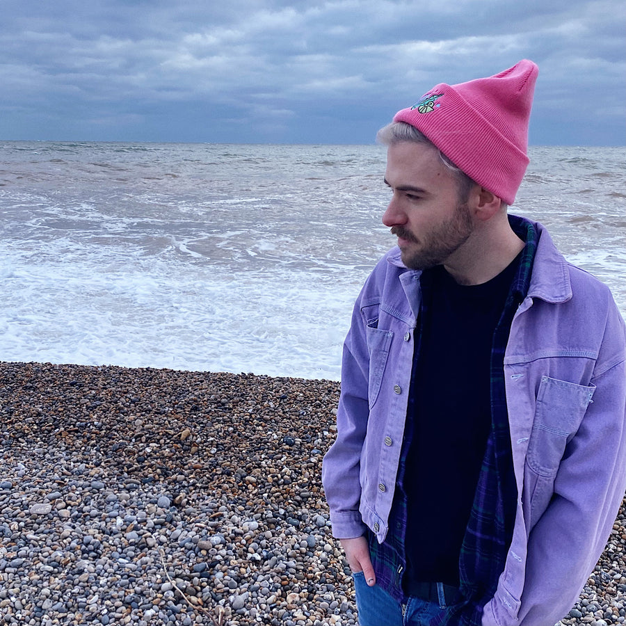 Shell Crown Beanie Hat - Coral Pink