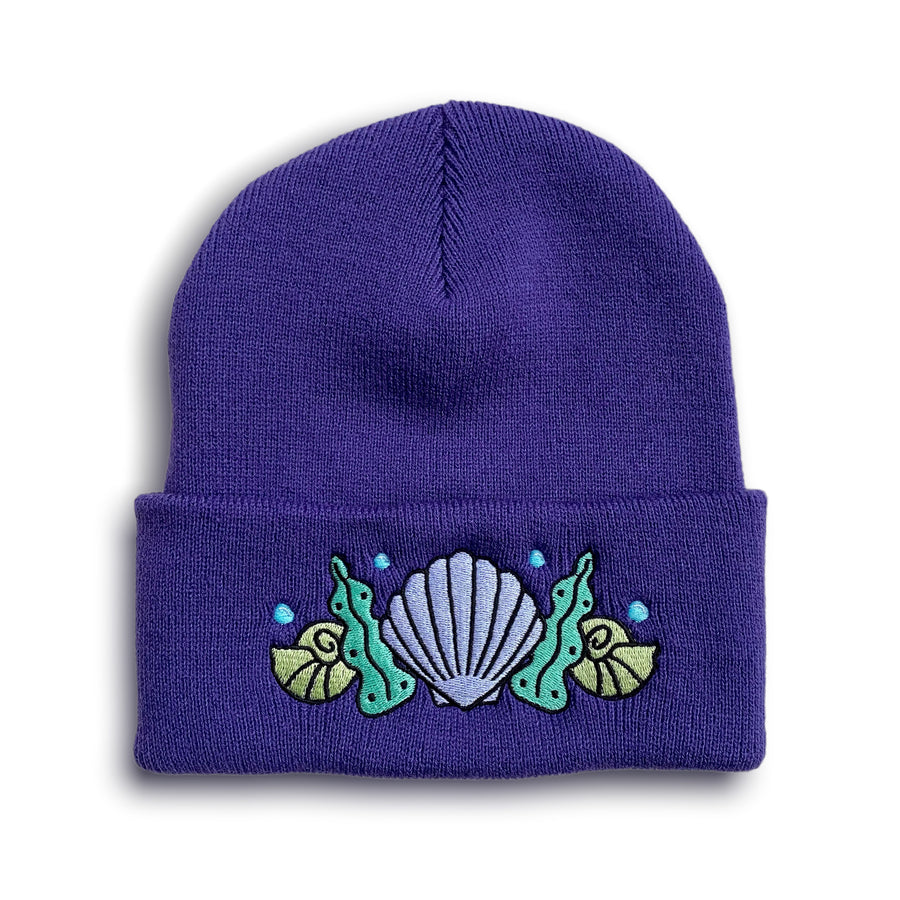 Shell Crown Beanie Hat - Sea Urchin Purple