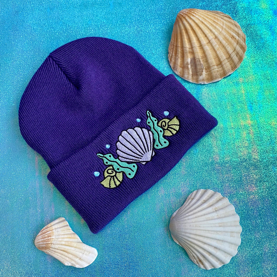Shell Crown Beanie Hat - Sea Urchin Purple