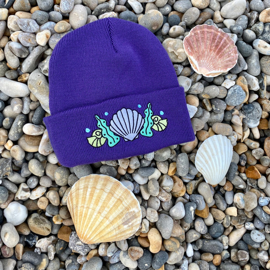 Shell Crown Beanie Hat - Sea Urchin Purple