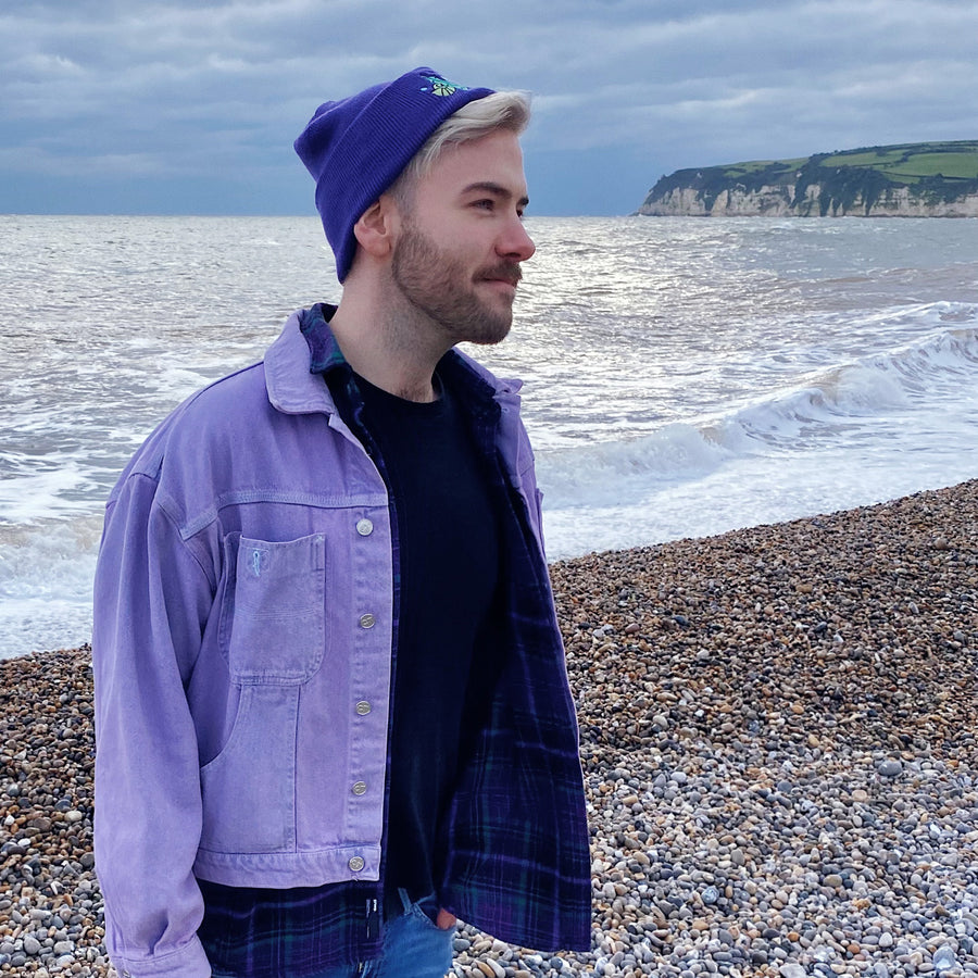 Shell Crown Beanie Hat - Sea Urchin Purple
