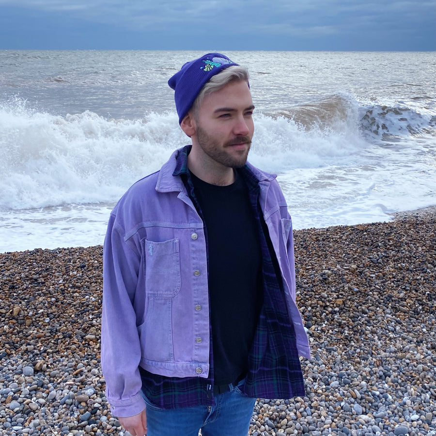 Shell Crown Beanie Hat - Sea Urchin Purple