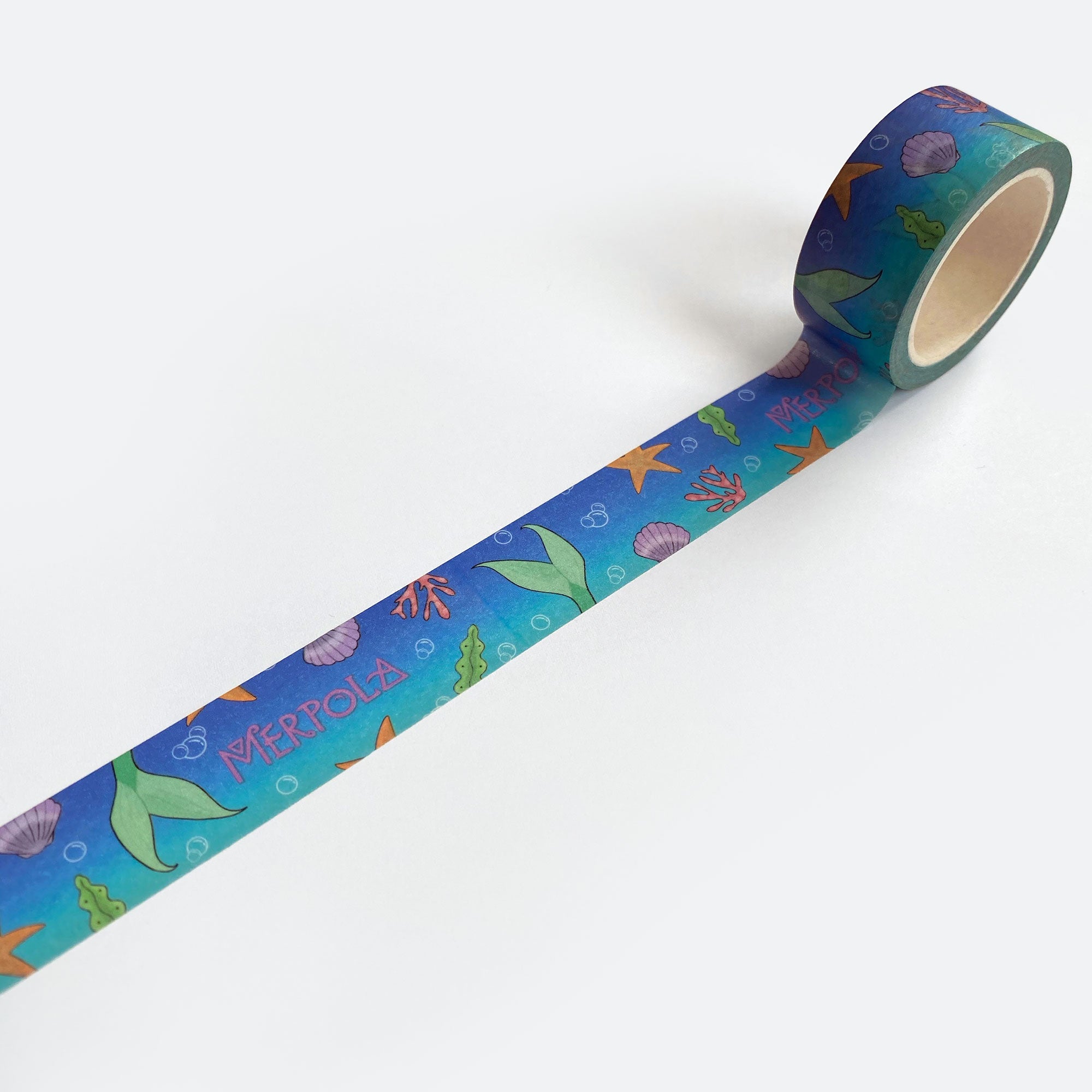 Washi Decoration Sticky Tape - &#39;Blue Mermaid Tail&#39; - Merpola